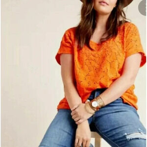 Maeve Anthropologie Size 4 Blouse orange Women’s Top Crochet Beaded Embroidered